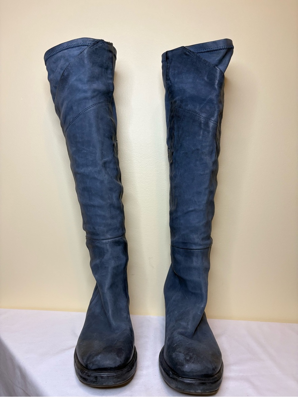 A.S.98 Navy Leather Boots Size 37 - Picture 2 of 4